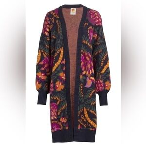 Farm Rio Brazil Wool-Blend Long Cardigan Size Medium.